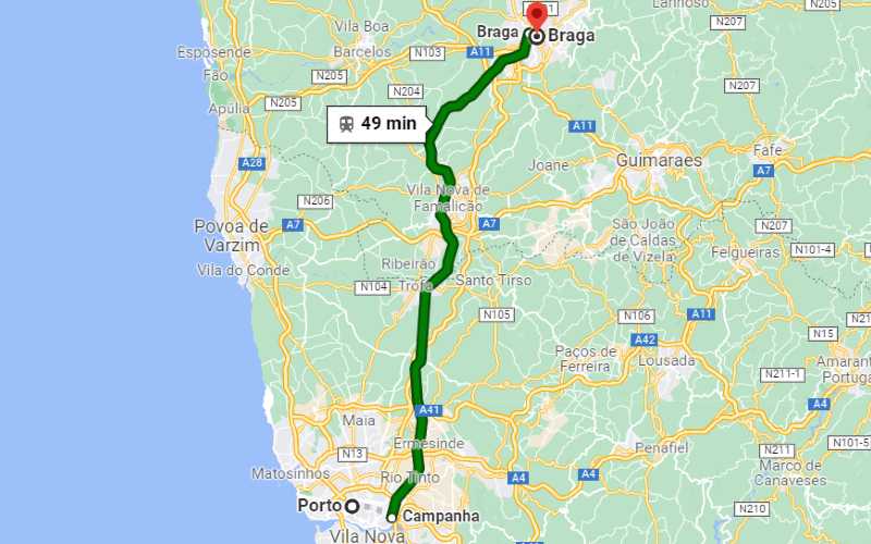 Porto to Braga train