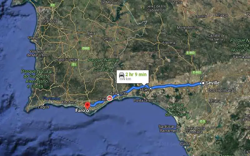 Travelling From Seville To Faro